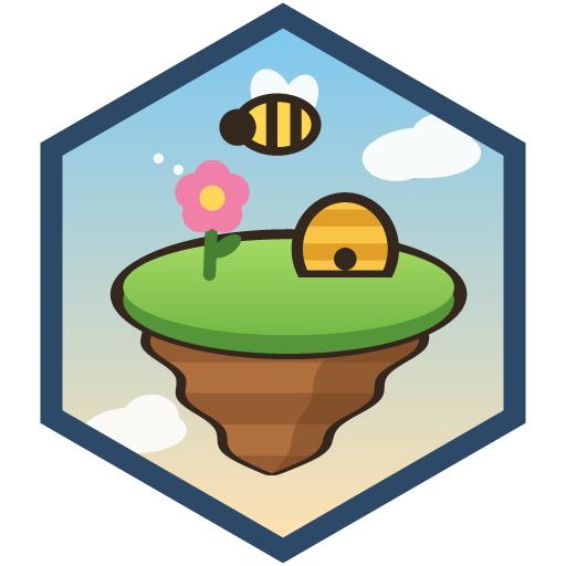 Meadowdrift: a floating island with a beehive, a flower and a bee
